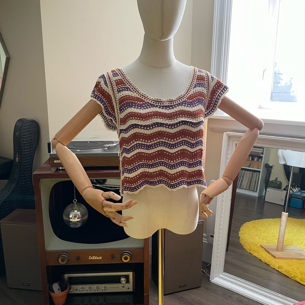 Rebellion Red and White Ribbed Crop Top